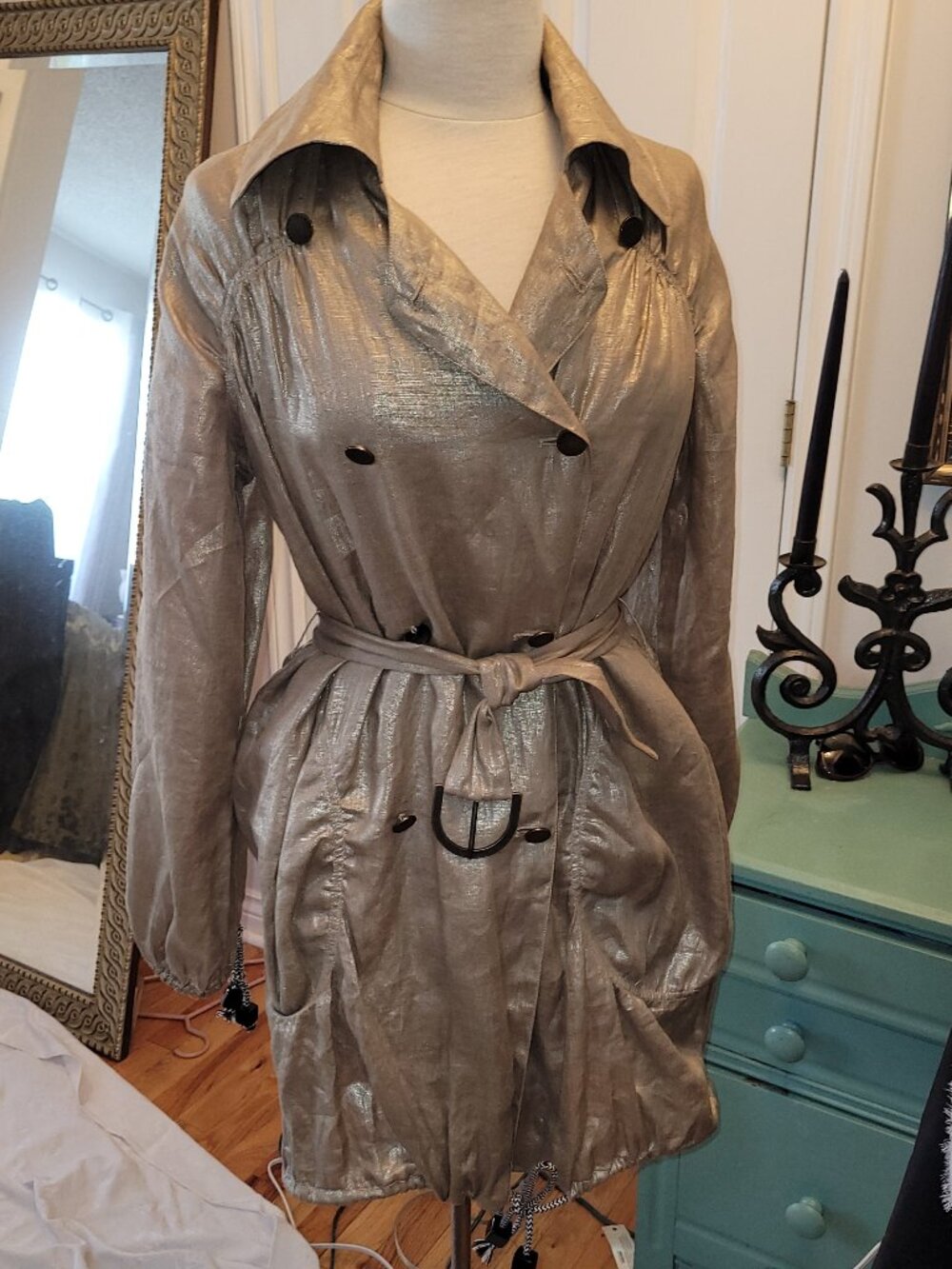 Authentic Stella McCartney Linen Metallic Trench Coat EUC